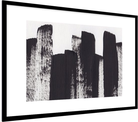 Cadre photo avec affiche - Peinture - Abstrait - Zwart - Wit - 60x40 cm - Cadre pour affiche