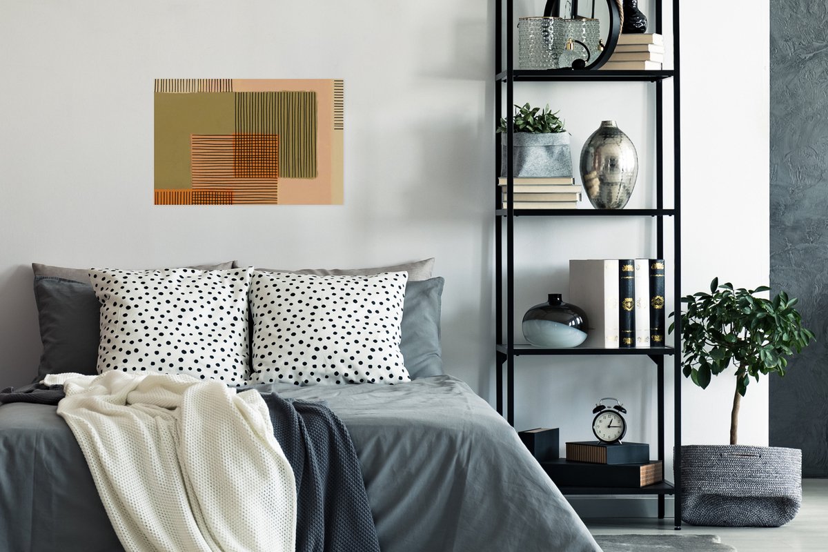 Poster Abstract - Lijnen - Kubus - Patchwork - 30x20 cm