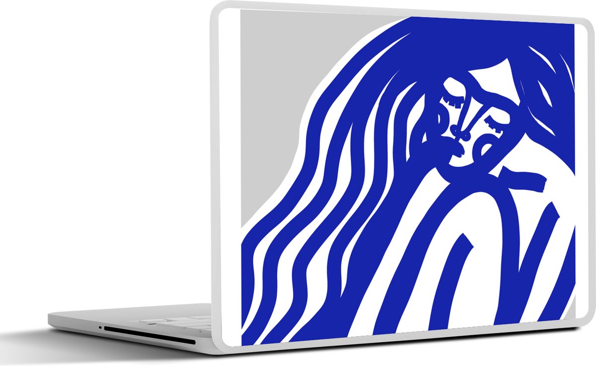 Laptop sticker - 11.6 inch - Blauw - Portret - Vrouw - Abstract - 30x21cm - Laptopstickers - Laptop skin - Cover