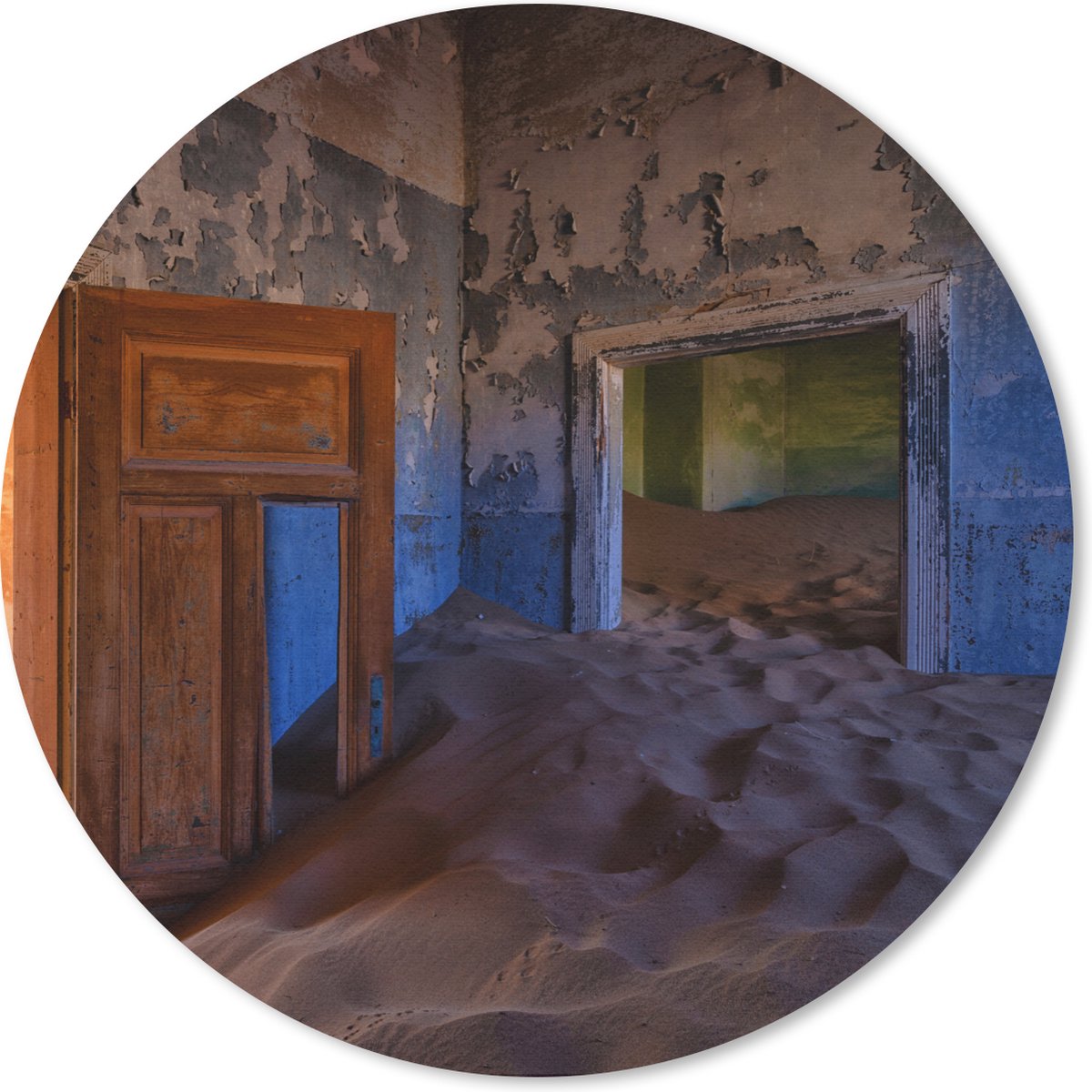 Muismat rond 50x50 cm - Mousepad Deur - Zand - Woestijn - Architectuur - Ronde muismatten