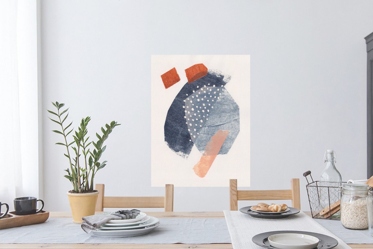 Muurstickers - Sticker Folie - Abstract - Vormen - Blauw - Stippen - 60x80 cm - Plakfolie 