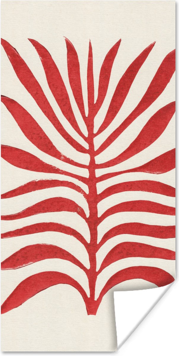 Poster Plant - Rood - Bladeren - Abstract - 40x80 cm