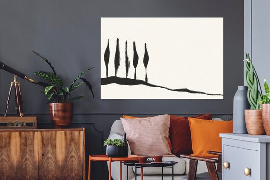 Stickers muraux - Film autocollant - Paysage - Abstrait - Zwart - Wit - 120x80 cm - Film adhésif - Stickers muraux chambre d'enfant - Papier peint autocollant - Papier peint autocollant - Film autocollant