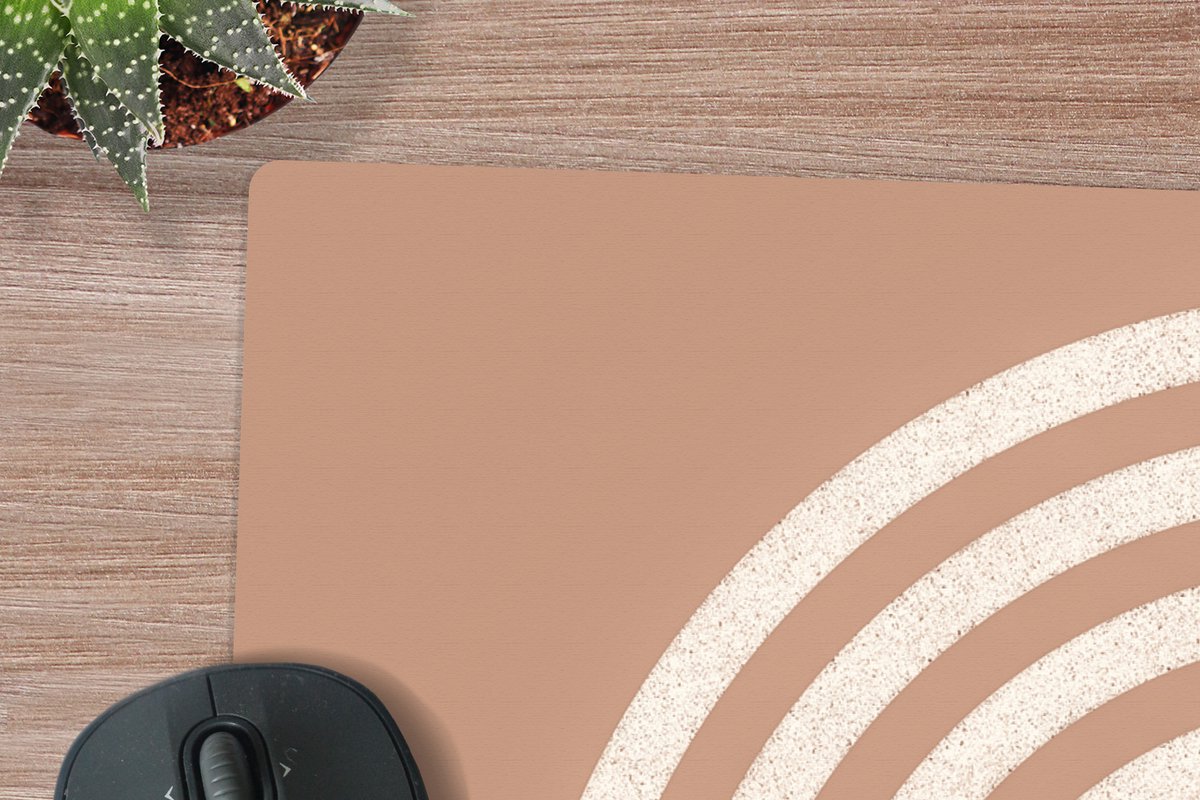 Muismat XXL 100x50 cm - Bureau onderlegger - Bureau mat Abstract - Kunst - Regenboog - Wit - Bruin - Bureaumat - Gaming mousepad xl - Bureaulegger groot - Computer deskmat