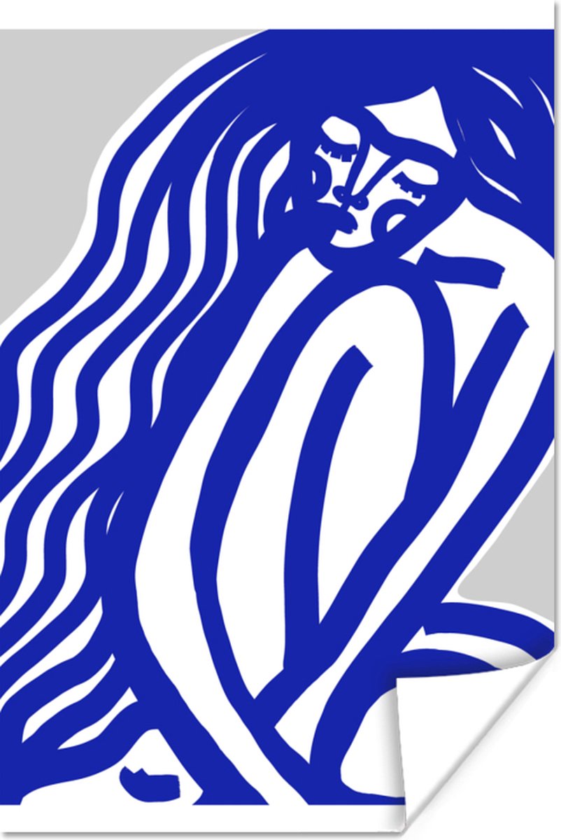 Blauw - Portret - Vrouw - Abstract