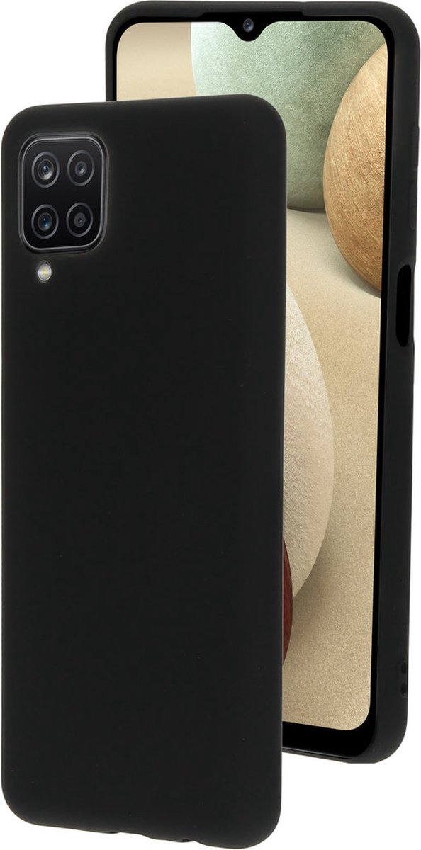 Samsung Galaxy A12 Hoesje - Siliconen - Zwart - Mobiparts