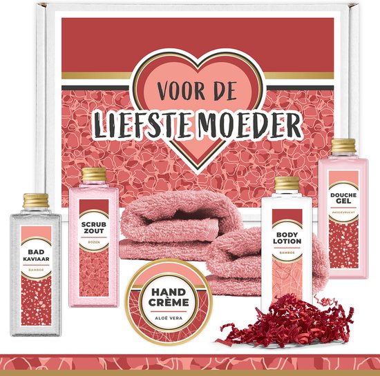 Brievenbus cadeau "Voor de liefste moeder" - 7 Producten - 550 Gram | Brievenbusdoosje Doosje - Moederdag - Voor Mama - Verjaardag - Vrouw - Brievenbuspakketje Pakketje - Brievenbuscadeautje Cadeautje - Luxe Cadeaupakket Cadeaupakketje