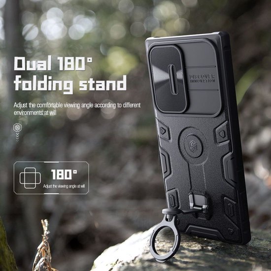 Nillkin CamShield Armor Pro Magnetic Hoesje Geschikt voor Samsung Galaxy S23 Ultra - Back Cover met Camera Slider Zwart