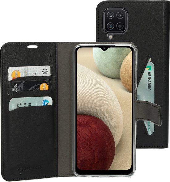 Mobiparts hoesje geschikt voor Samsung Galaxy A12 - Wallet/Boekhoesje - Eco Leer - Magneet Sluiting - Opberg vakken - Zwart