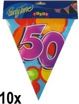 10x Leeftijd vlaggenlijn 50 jaar - Vlaglijn feest festival abraham sara vlaggetjes verjaardag jubileum leeftijd