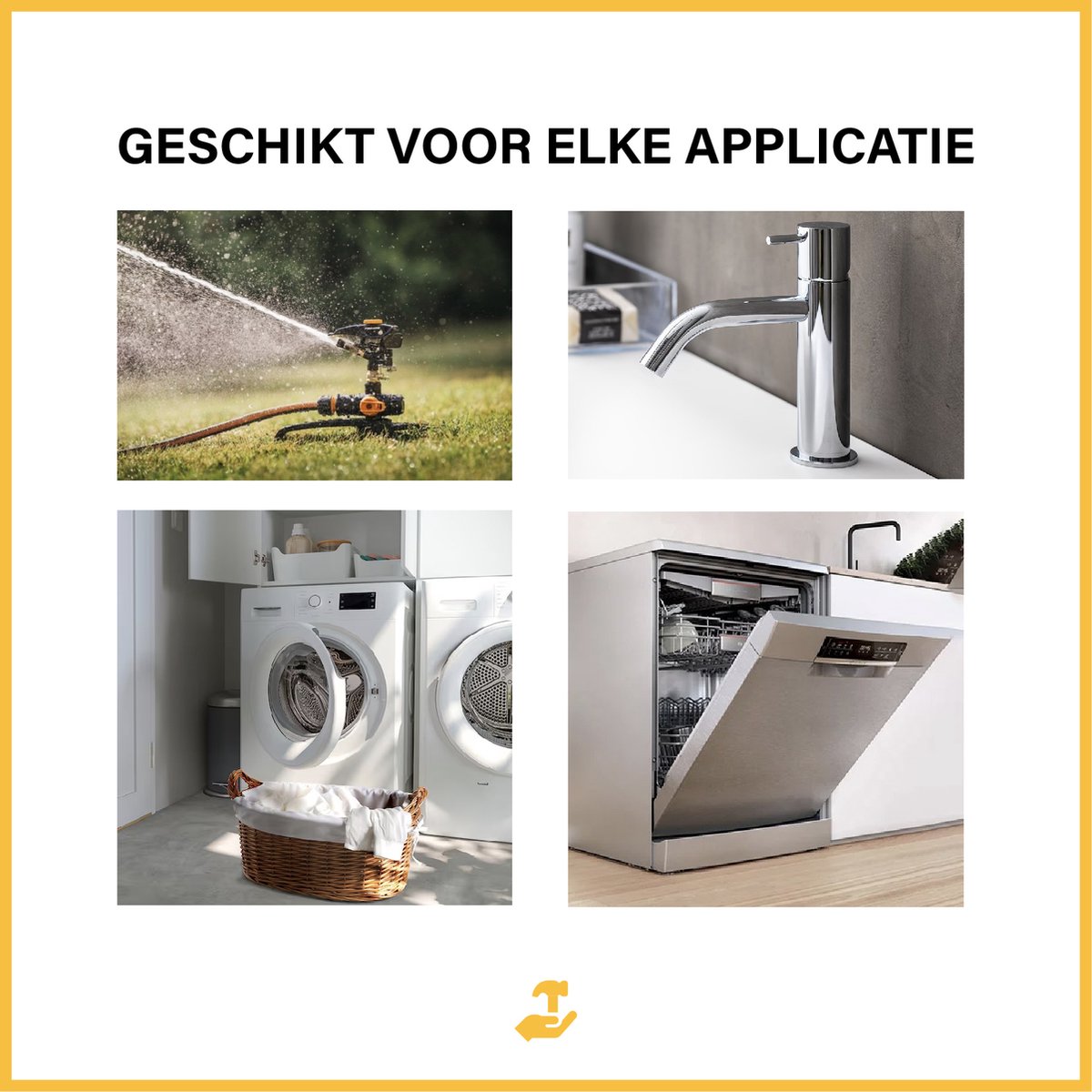 Tool Meister WSD18 Waterslagdemper 3/4 - Voor Wasmachine/Kraan/ed. - met T-stuk en Afdichtingstape - Verchroomd — afbeelding 5