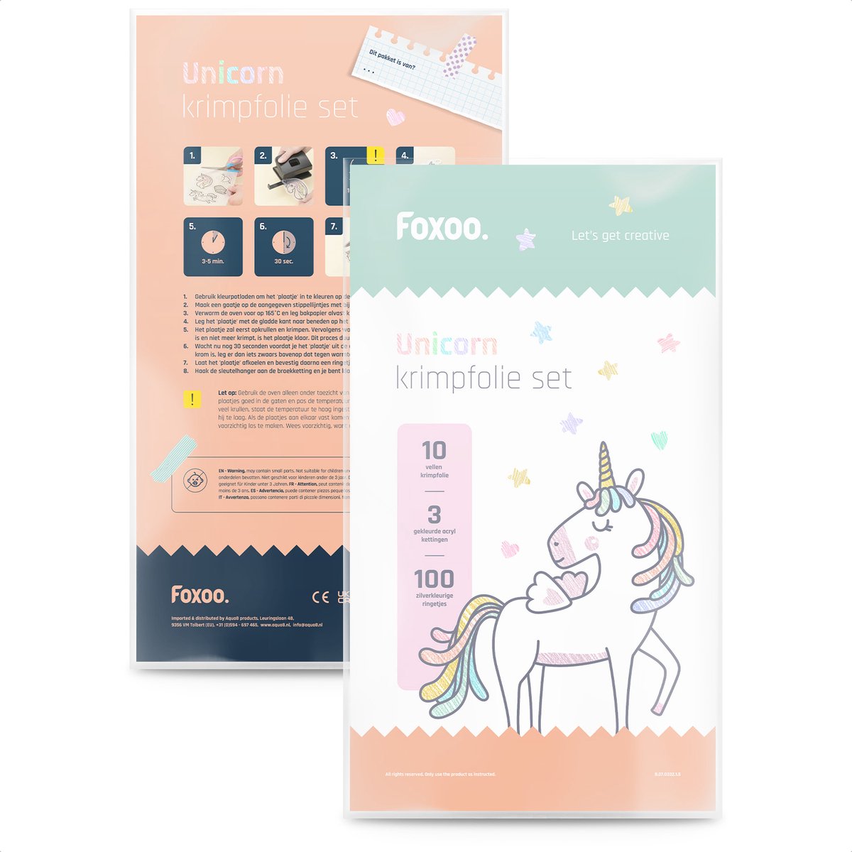 Krimpfolie Knutselpakket Unicorn (basis) - Sieraden Maken - 10 vellen krimpfolie - 3x Kunststof Broekketting - 100 Buigringen zilverkleur 0,7x6 mm — afbeelding 6