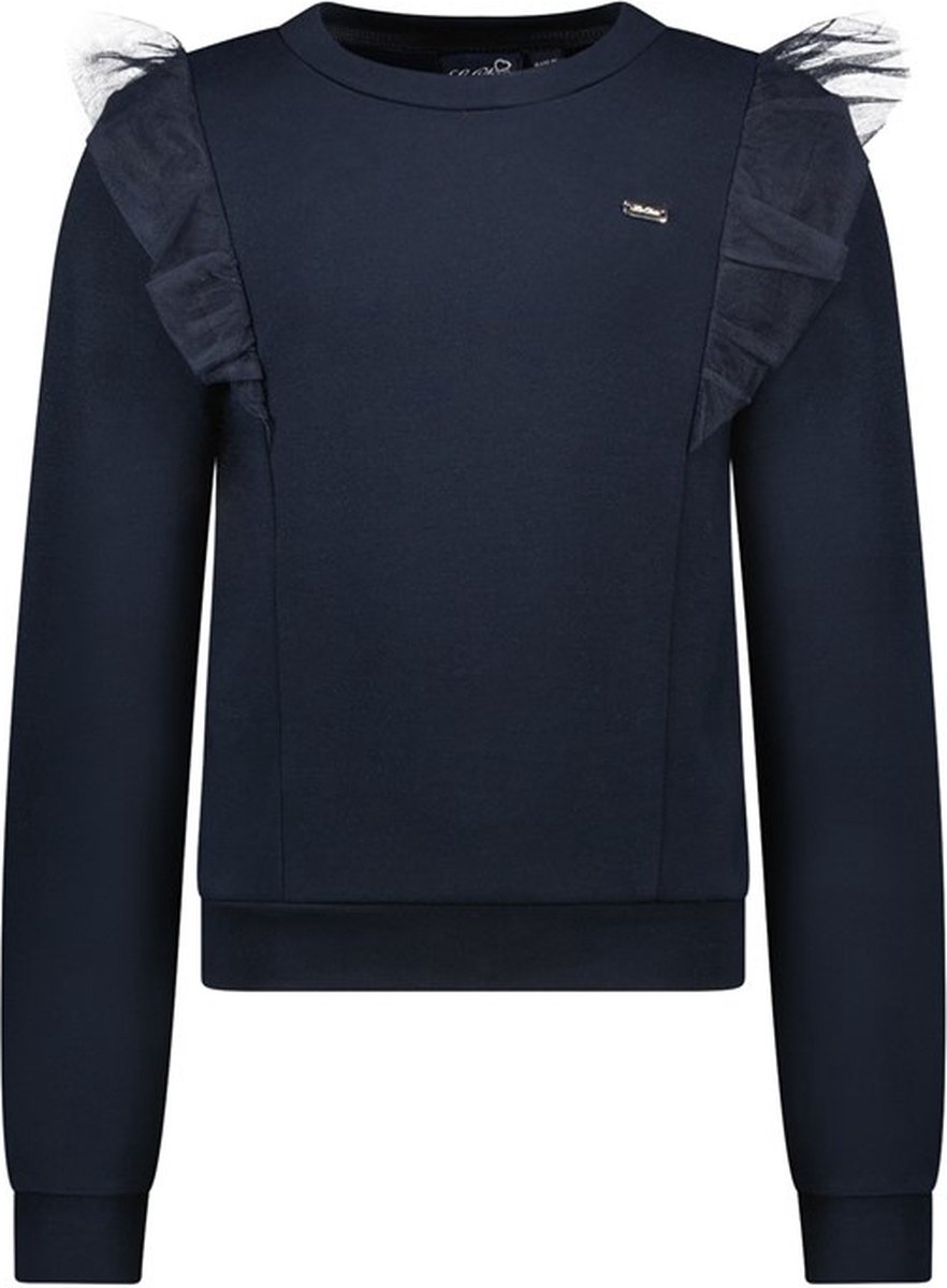 Meisjes sweater glitterprint - Odina - Donker navy blauw