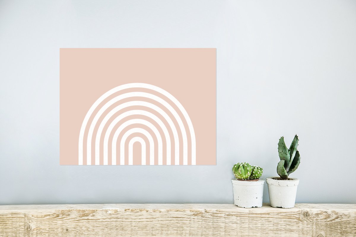 Poster Abstract - Kunst - Regenboog - Wit - Roze - 40x30 cm