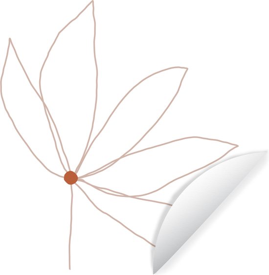WallCircle - Stickers muraux - Cercle de papier peint - Minimalisme - Fleurs - Dessin au Line - ⌀ 120 cm - Cercle mural - Autocollant - Papier peint autocollant rond XXL
