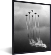 Posters zwart wit - Lijst - Vliegtuig - Wolken - Vintage - Wanddecoratie - Poster frame - Poster - 60x80 cm