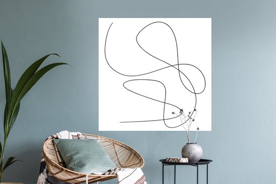Muurstickers - Sticker Folie - Line art - Minimalisme - Abstract - 100x100 cm - Plakfolie - Muurstickers Kinderkamer - Zelfklevend Behang XXL - Zelfklevend behangpapier - Stickerfolie