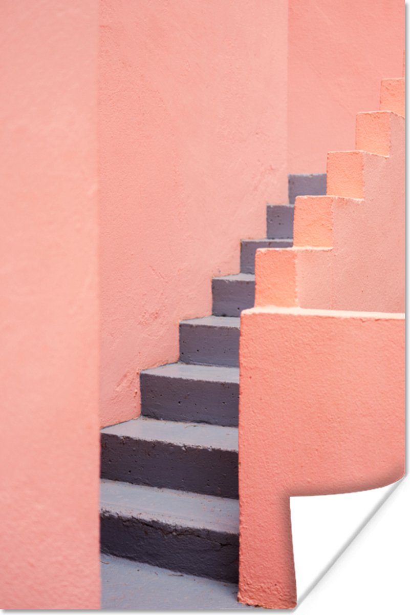 Poster Trap - Architectuur - Roze - Pastel - 40x60 cm