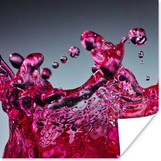 Poster Water - Abstract - Roze - Druppels - 75x75 cm