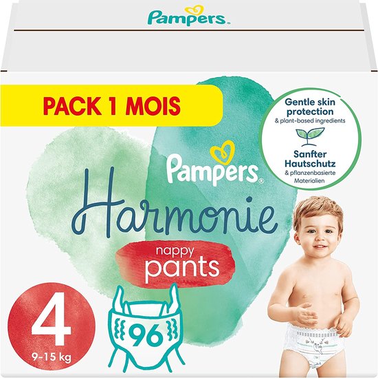 Mega Pack 72 Couches PAMPERS HARMONIE Pants Taille 4 (9 à 15 KG) Culottes  Bébé