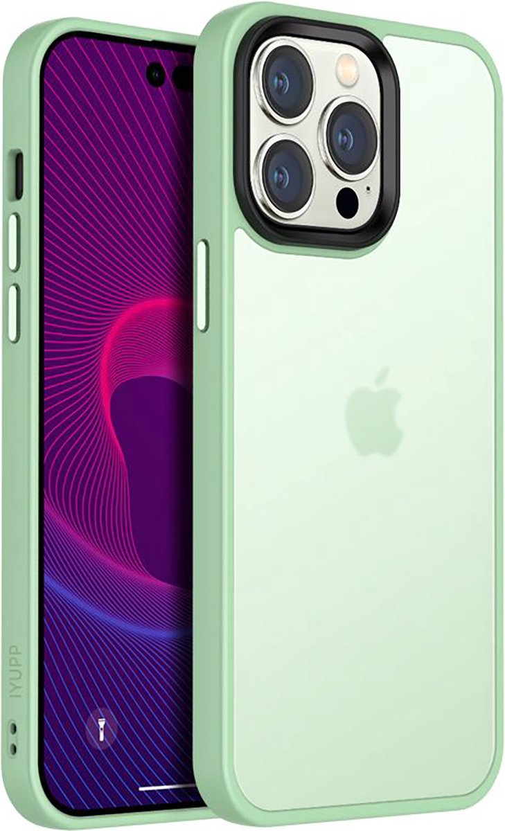 IYUPP Hoesje Geschikt voor iPhone 13 Hoesje - Shockproof Back Cover - Groen Transparant