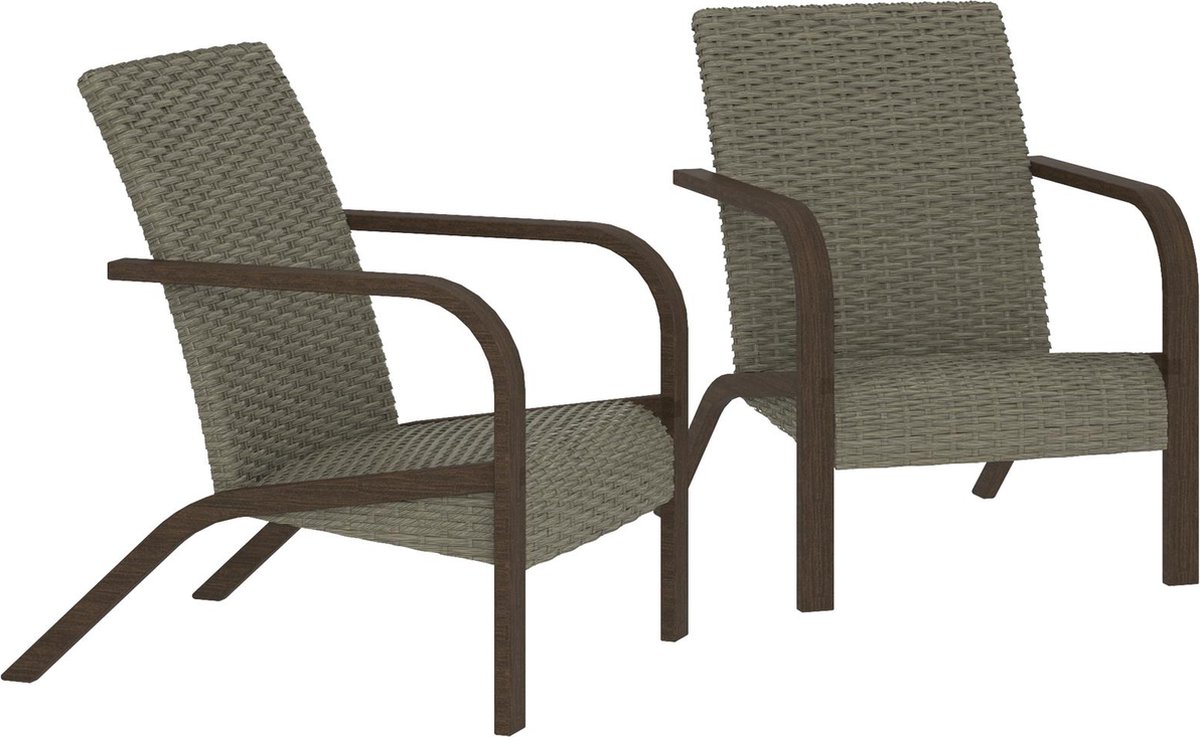 Lounge stoelen set van 2 in hars grijs