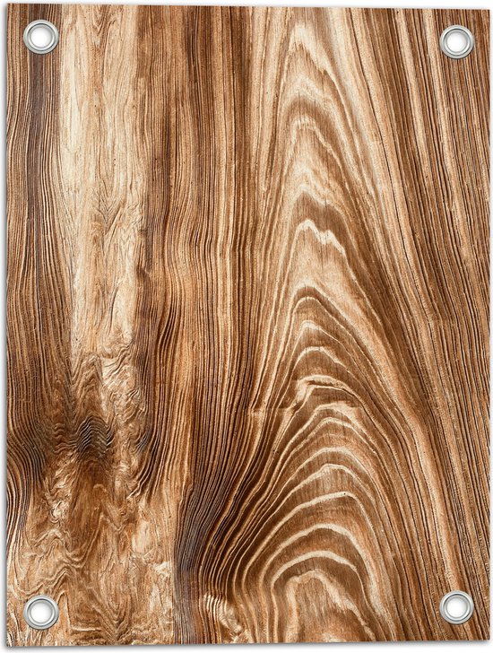Tuinposter – Houten Plank met Beige er doorheen - 30x40 cm Foto op Tuinposter (wanddecoratie voor buiten en binnen)