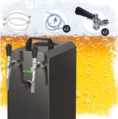 Complete set - Biertap - Stream 50/K 2-kraans RVS, 50 liter/u, Thuistap met membraanpomp - Beertender, Bierkoeler - met 2 x Fustkoppeling Type A