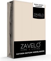 Zavelo Hoeslaken Katoen Satijn Zand - Lits-jumeaux (180x200 cm) - Soepel & Zijdezacht - 100% Katoensatijn