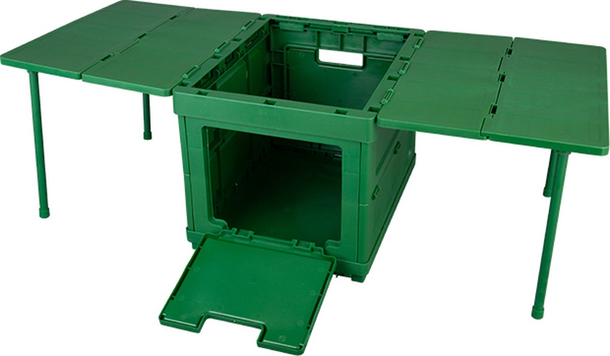 Kampeertafel - Opvouwbare (picknick) opslagtafel - groen - harde plastic - Inhoud: 16,5L - makkelijk vervoerbaar