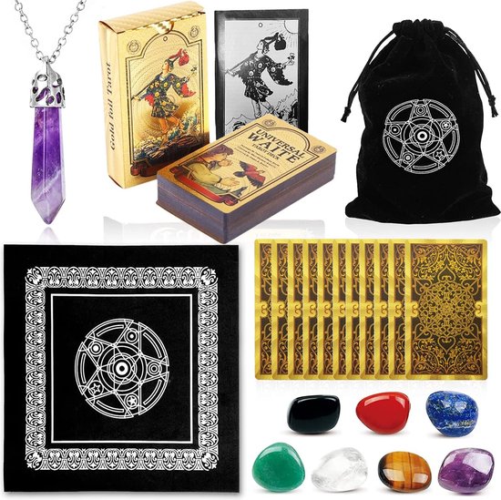 Tarot Kaarten Set - 78 Kaarten - Inclusief chakra edelstenen en opbergtas