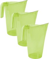 3x stuks waterkan/sapkan transparant/groen met een inhoud van 1.75 liter kunststof met handvat en schenktuit