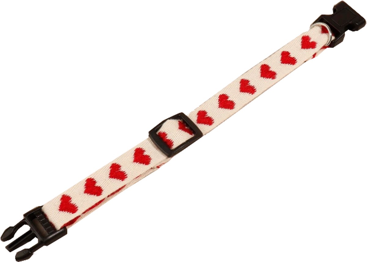 Halsband / halsbandje/ kat / kleine hond / hartje / Hart / beige / Rood / 30 tot 40 cm