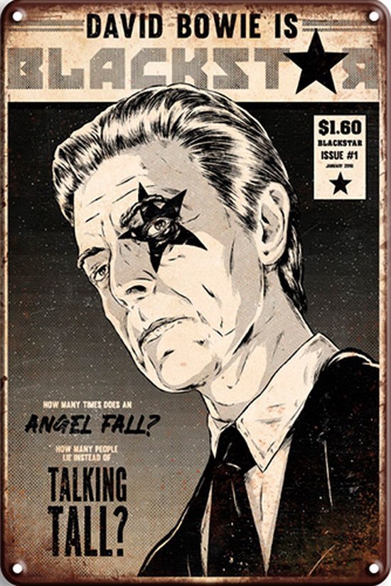 Signs-USA - Concert Sign - metaal - David Bowie - Blackstar - 20 x 30 cm