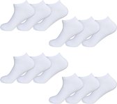 Enkelsokken Unisex - Wit - 12-pack - Maat 41-46 | Multi-pack korte sokken