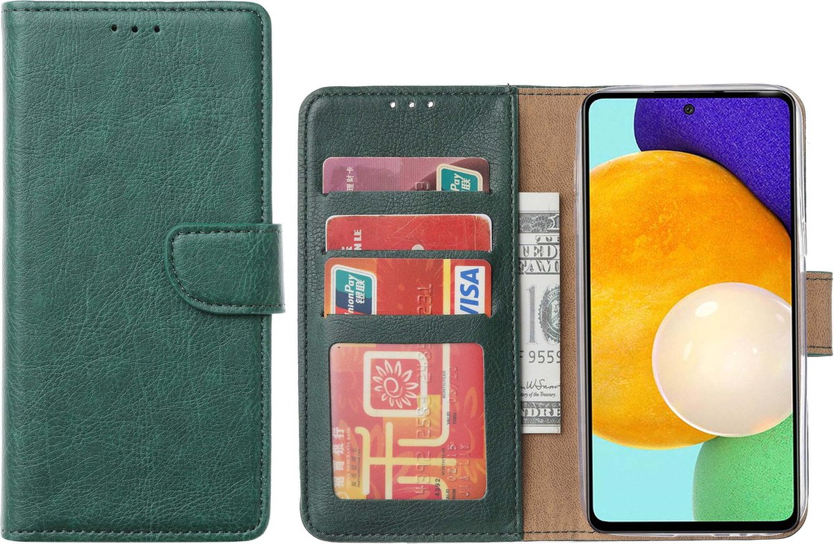 Arara Hoesje geschikt voor Samsung Galaxy A53 hoesje bookcase met pasjeshouder - Samsung A53 booktype hoesje - Groen