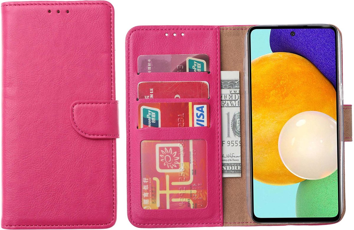 Arara Hoesje geschikt voor Samsung Galaxy A53 hoesje bookcase met pasjeshouder - Samsung A53 booktype hoesje - Roze