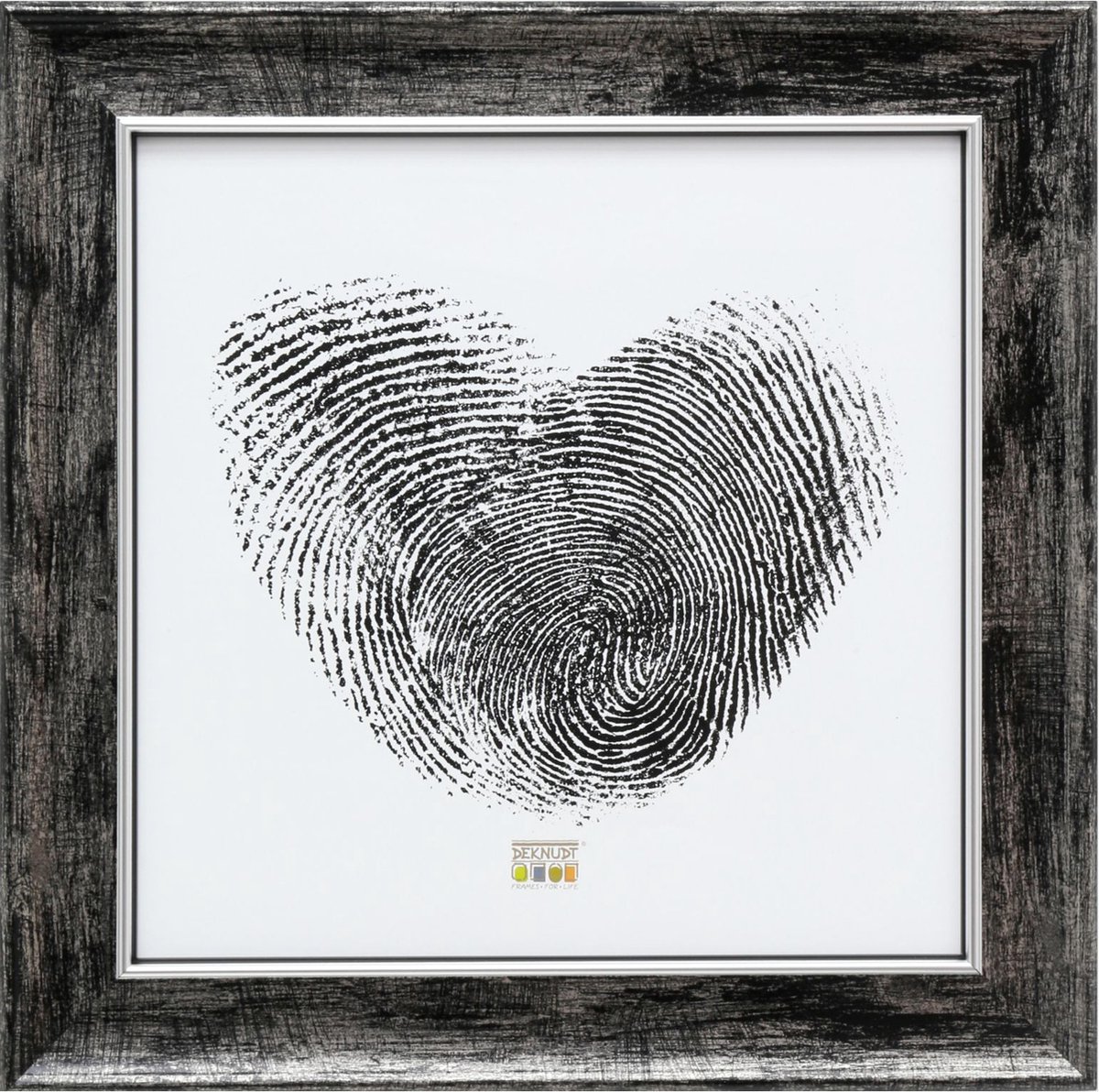 Deknudt Frames fotolijst S46EE2 - zwart met zilver biesje - 30x30 cm