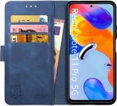 Rosso Element Book Case Wallet Hoesje Geschikt voor Xiaomi Redmi Note 11 Pro (5G) | Portemonnee | 3 Pasjes | Magneetsluiting | Stand Functie | Blauw