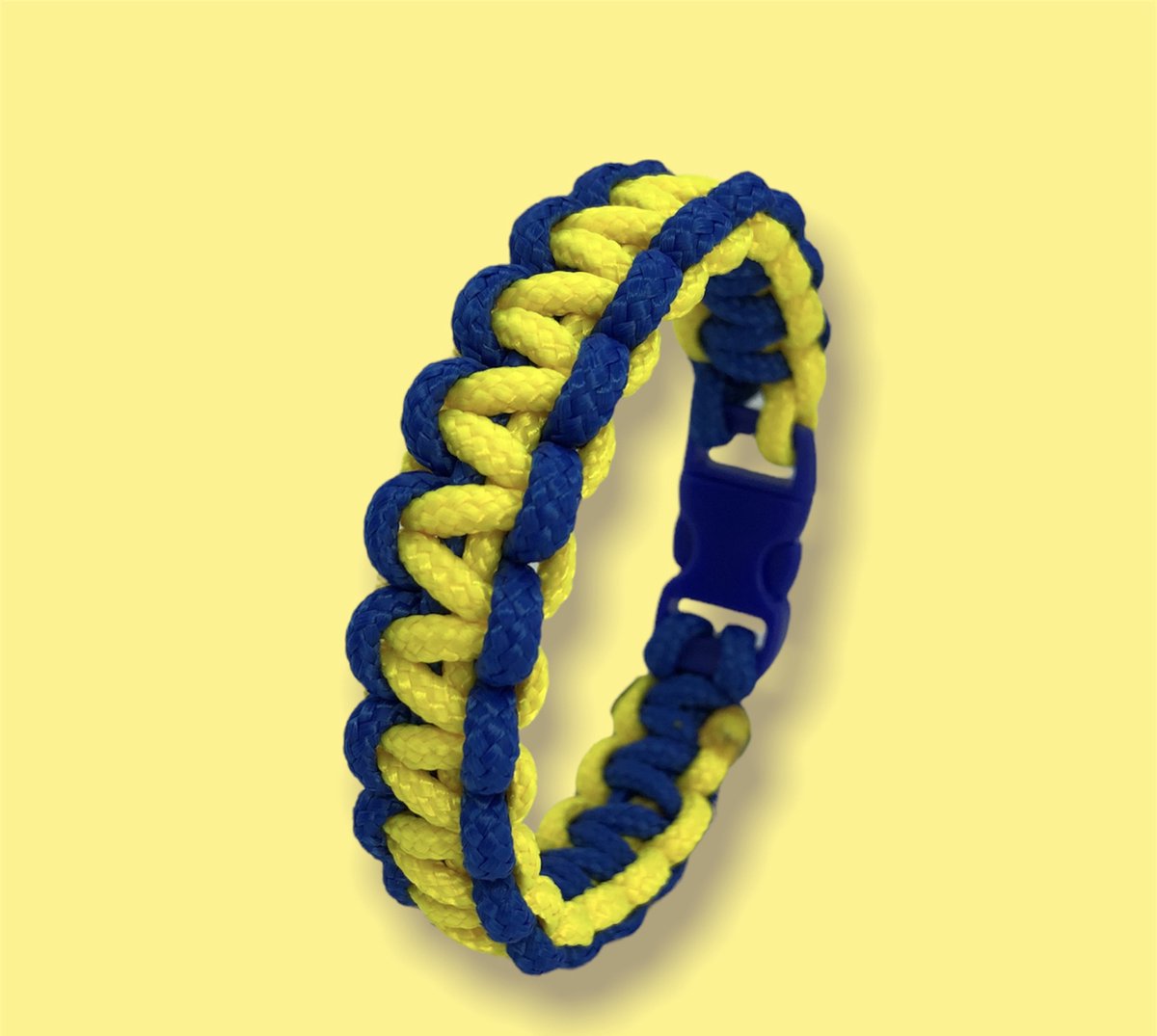 Handgemaakte Smalle Paracord Armband in de Kleuren van Oekraïne - Steun Oekraïne en Doneer aan het Goede Doel
