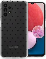 iMoshion Hoesje Geschikt voor Samsung Galaxy A13 (4G) Hoesje Siliconen - iMoshion Design hoesje - Transparant / Hearts All Over Black