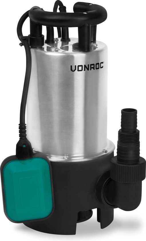 VONROC Pompe submersible inox – Pompe eaux chargées – Pompe à eau – 1100W –  20000 l/h