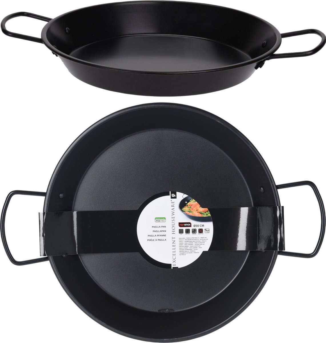 Poêle à paella en acier avec anses et revêtement antiadhésif 30 cm -  cuisson/cuisson -... | bol.com