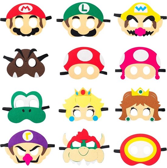 Maskers - Super Mario - 12 stuks - Carnavalskleding kinderen - Thema |  bol.com