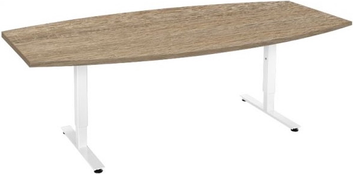 Offeco Bureau York Plus - Bureau - Bureautafel - Vergadertafel - Gaming bureau - Game bureau - Computertafel - Desk - Bureau Wit - Verstelbaar bureau - Gaming Desk - Bureau tafel - Bureau verstelbaar –  Midden eiken -240x120cm