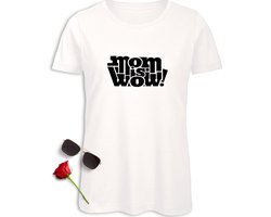 t-Shirt Moeder - Moederdag T-Shirt - Mom is Wow - Mama Cadeau t Shirt - Tshirt met geweldige mama print - t-Shirt Dames met opdruk - Maten: S M L XL XXL - T shirt kleuren: Wit, Licht Grijs, Khaki en Fuchsia