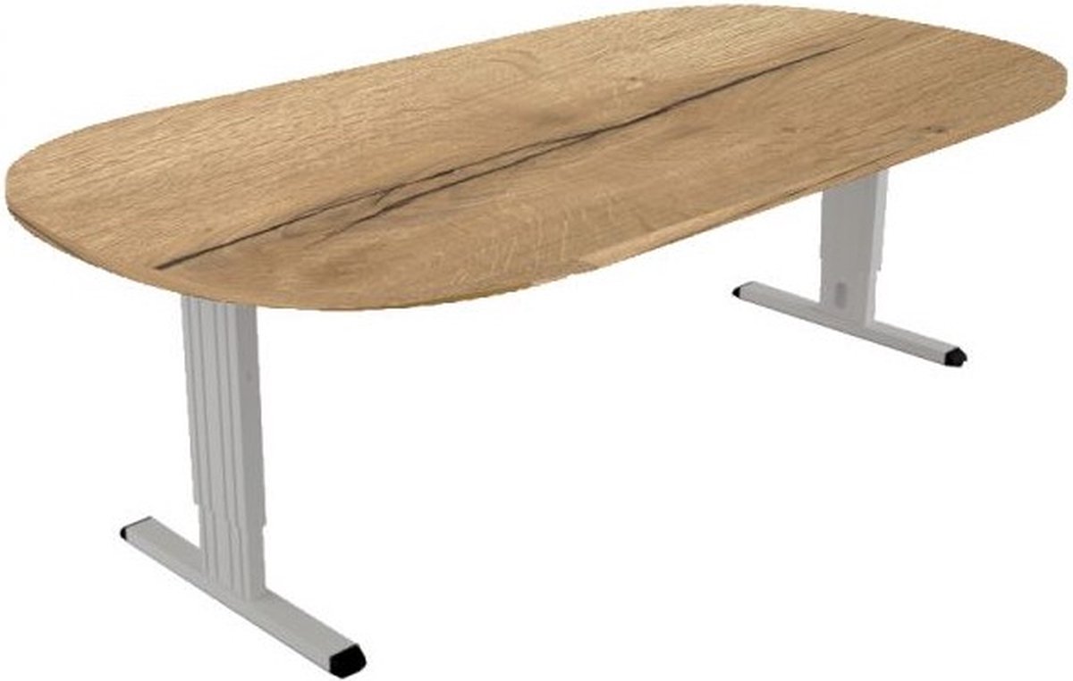 Offeco Bureau Bolton - Bureau - Bureautafel - Vergadertafel - Gaming bureau - Game bureau - Computertafel - Desk - Bureau Aluminium - Verstelbaar bureau - Gaming Desk - Bureau tafel - Bureau verstelbaar –  Natuur eiken -240x120cm