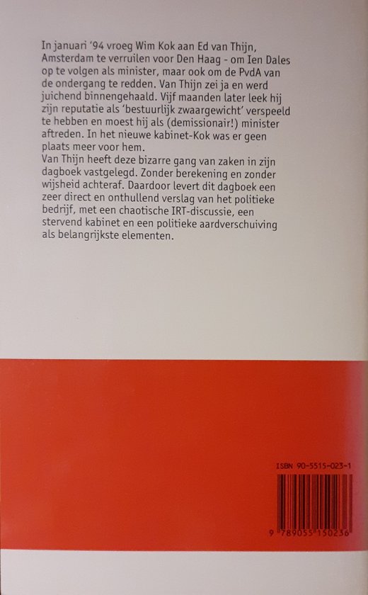 Boek met tekst op een rode achtergrond met ISBN en barcode.
