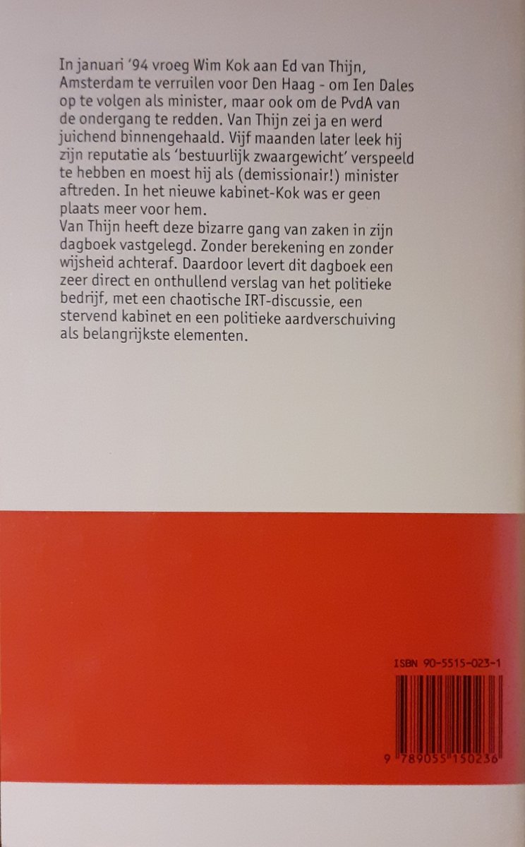 Boek met tekst op een rode achtergrond met ISBN en barcode.