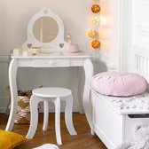 Bol.com Atmosphera Sisi Kaptafel - make up - visagie - tafel - design kinderkamer - meisje - met krukje - 715 x 505 x 91 cm - Wit aanbieding